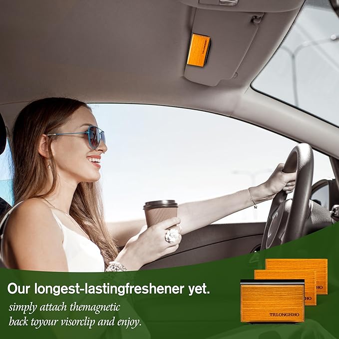 Car Air Freshener-Wood Air Freshener-Car Odor Eliminator-car scent-Long Lasting Scent-Variety Scent Refill(Teak-Amber-Grove)3pcs- Metal Clip 1pcs