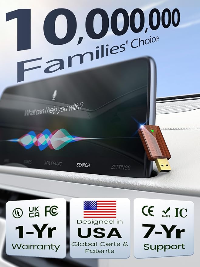Mini Wireless CarPlay Adapter for iPhone & Android Auto (2026 Upgrade), No Delay, Fast Stable, Plug & Play, Converts Wired to Wireless Carplay Dongle, for Cars from 2016, USB-A/Type-C Brown