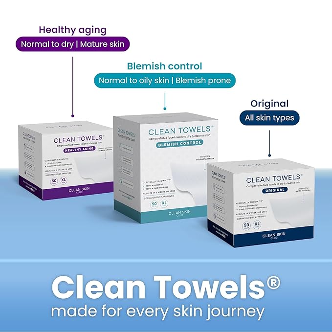 Clean Skin Club Clean Towels XL®, Travel Pack 100% USDA Biobased Disposable Face Towel, Eczema Association Accepted,Dry Wipes, TSA-Approved Travel Essential, 3 Packs, 30 ct Total