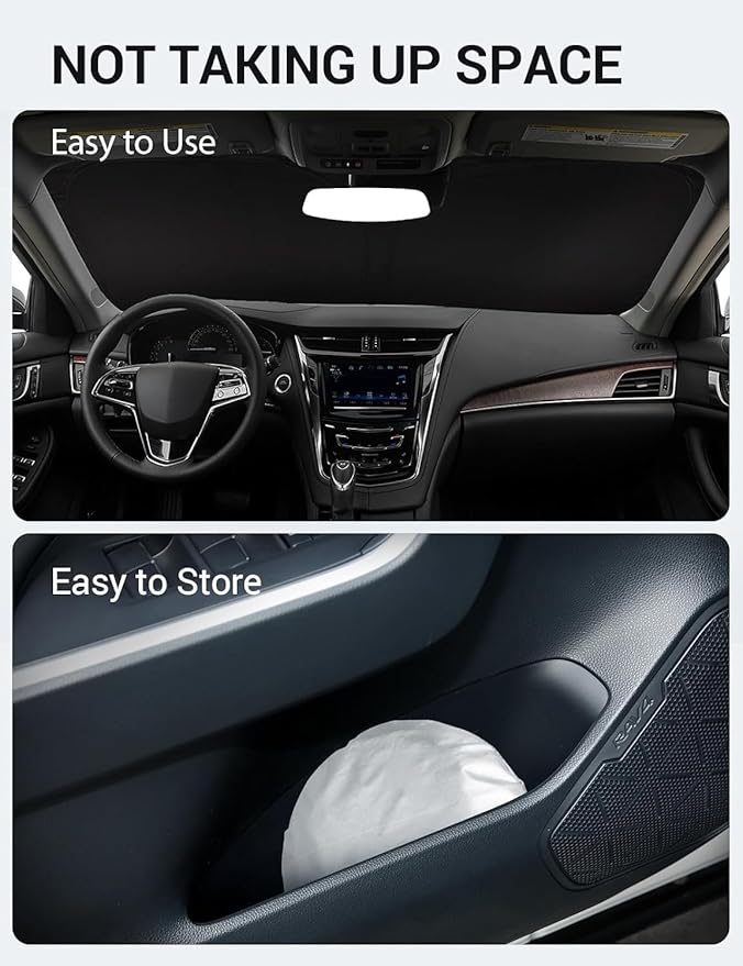 Proadsy 2026 Upgrade Windshield Sun Shade Custom Fit 2014-2019 CTS Foldable Front Sunshade Protector Sun Visor Blocks UV Rays Keep Car Cooler