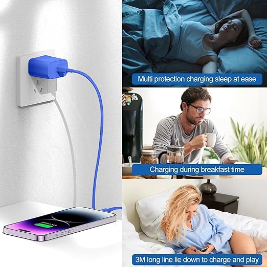 iPhone Fast Charger,Type C Wall Charger Block Plug and 10ft USB C to Lightning Charging Cable Cord Long,Power Adapter Cube Brick Box for Apple iPhone 14 Pro Max/14 Plus/14/13/12 Mini/11/XS Max/XR/iPad