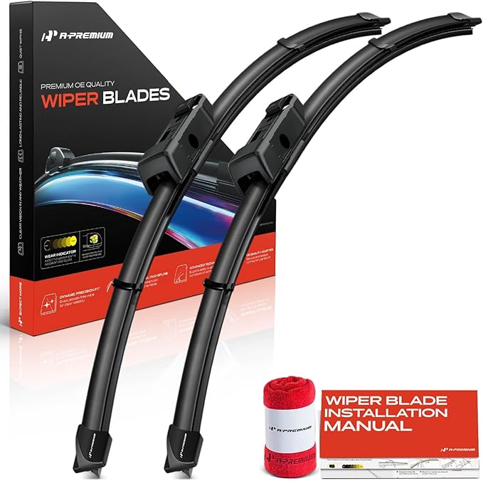A-Premium 24" and 19" Windshield Wiper Blades Compatible with Honda CR-V 2023-2024, Civic 2022-2024 & Acura Integra 2023-2024 -TLPN Connector, with Wear Indicator & Towel, Left and Right (Pack of 2)