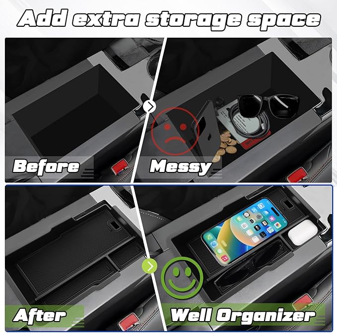 Sunsdrew for 2025 Upgraded Equinox Center Console Organizer for 2025+ Chevrolet Equinox Accessories Armrest Console Tray for 2025 Chevy Equinox Armrest Storage Box