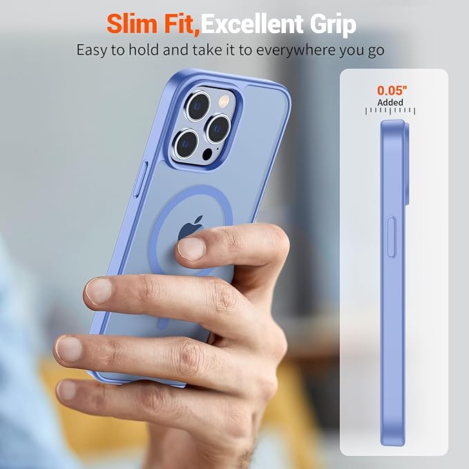 SUPFINE Magnetic for iPhone 13 Pro Max Case (Compatible with MagSafe) (Military Grade Drop Protection) Slim Translucent Matte Shockproof Phone Cover,Blue Purple