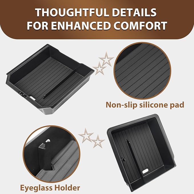 Center Console Organizer Tray for Tesla Model Y Juniper Accessories 2025 2026 and Model 3 Highland Accessories 2024 2025 2026 for Tesla Accessories Cup Holder Matte Black (3PCS)