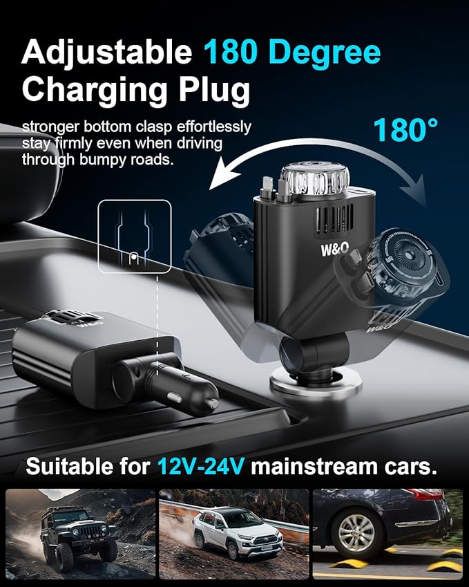 W & O Car Charger Fast Charger for iPhone17/16/15,69W Retractable car Charger with Aromatherapy and Starlight,5 in 1 Fast Car Charger with L/C Cables,Car Charger Adapter for iPhone,Android(Purple)