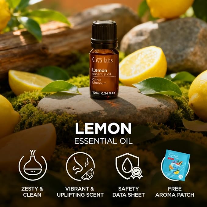 100% Pure Lemon Essential Oil - 0.34 Fl Oz - Lemon Oil for Hair, Skin, Diffuser, Aromatherapy & DIY Candle Making Scent