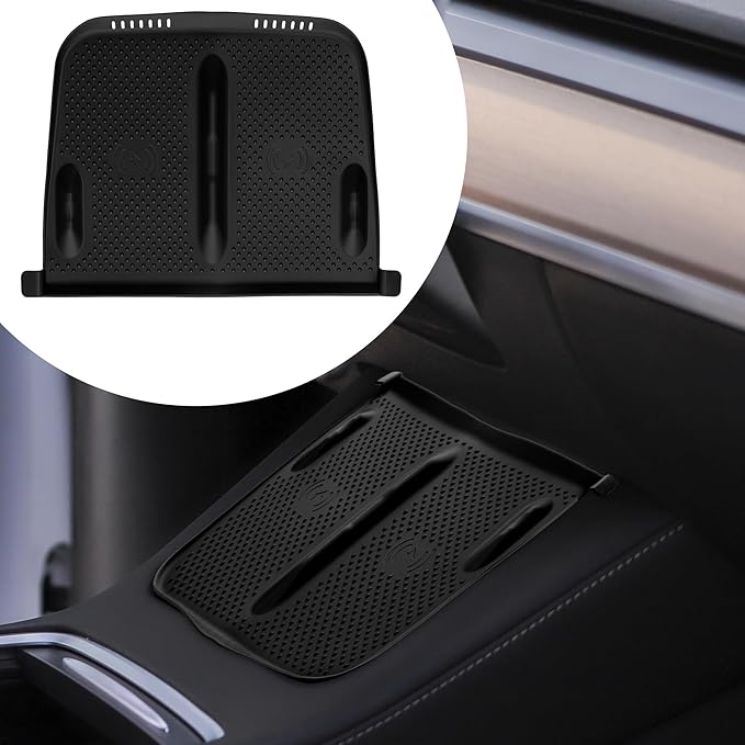 kwmobile Car Central Console Wireless Charging Pad Cover Compatible with Tesla Model Y/Model 3 Cover - Black