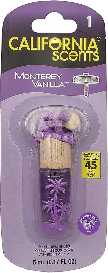 California Scent Air Fresheners Hanging Vial - Monterey Vanilla Scent: Hanging Air Freshener & Odor Eliminator for Strong Odor