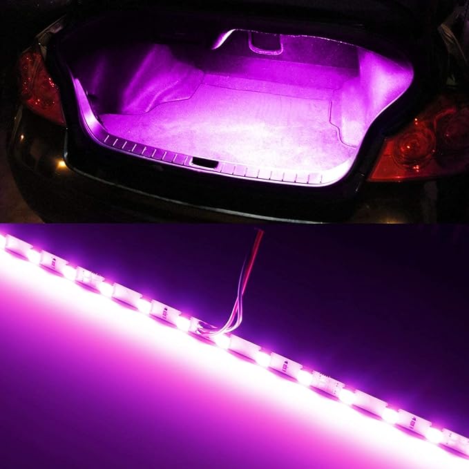 iJDMTOY 18-SMD-5050 LED Strip Light Compatible with Car Trunk Cargo Area or Interior Illumination, Magenta Pink