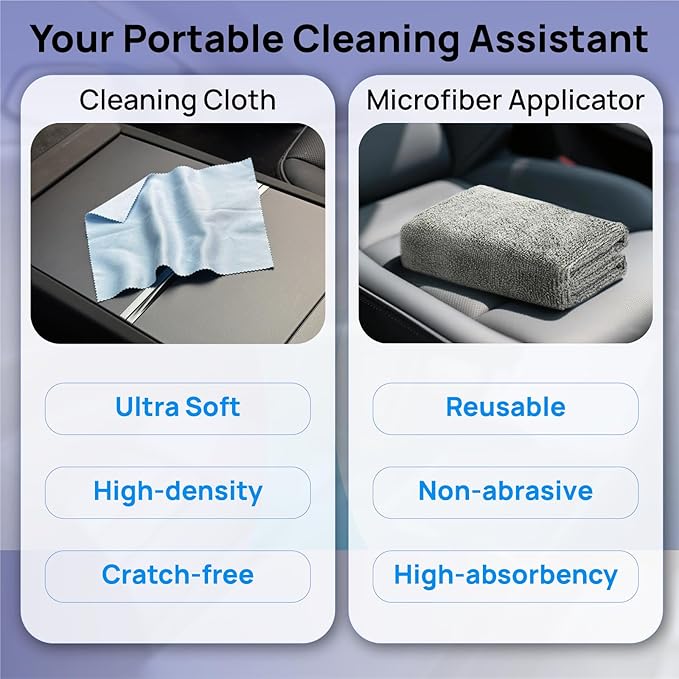 8PCS Customized Interior Cleaner kit for Tesla, Stain Remover, Safe on Vegan Leather, Tesla Cleaning kit Products for Dash/Console/Door/Interior, Cleaning Kit for Tesla Model 3/Y/S/X Accessories