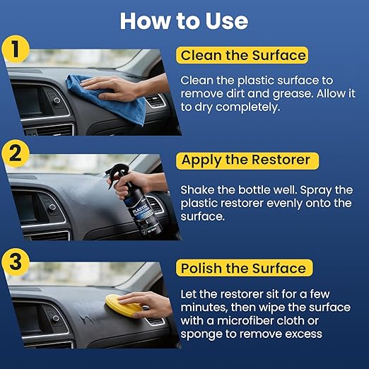 Plastic Restorer for Cars, Highly Concentrated Ceramic Coating Back to Black Auto Exterior and Interior Trim Scratch Remover on Plastic, Vinyl & Rubber, 300ml