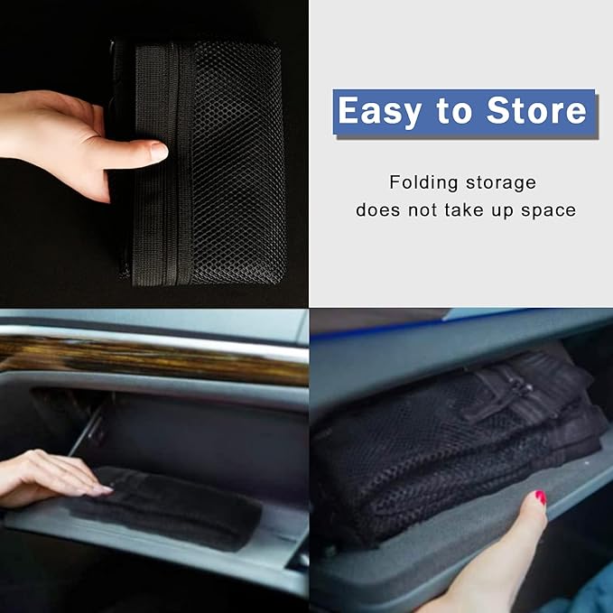 Car Ceiling Storage Net | Double Zipper, Adjustable Strap Prevent Falling, 31"x21"Double-Layer Mesh Long Road Trip Camping Van SUV Roof Cargo Pocket Organizer for Putting Quilt Toys Sundries