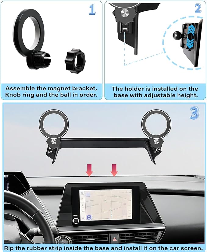 Car Phone Holder for Toyota Prius 2023 2024 2025 2026 Accessories Apply to 8 Inch Touch Screen Fixed Clip MagSafe Passenger Cell Phone Mount Handsfree 360° Rotation