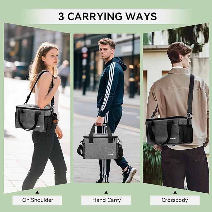 6 Cups Drink Carrier for Delivery, Reusable Cup Holder with Handle, Insulated Collapsible Drink Carrier, Adjustable Dividers, Shoulder Strap, Portable Cooler Tote Bag for Delivery, Travel, Car (Grey)