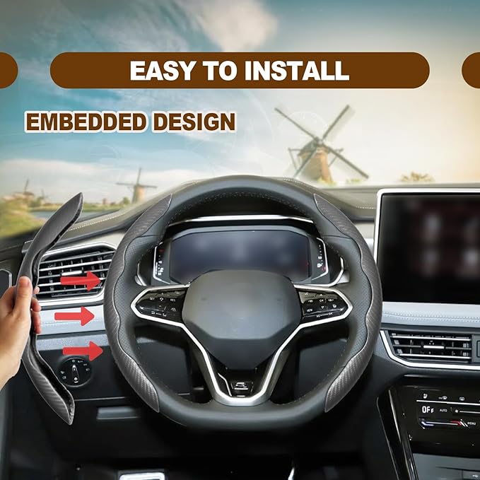 Car Interior Accessories Butterfly Steering Wheel Cover Car Carbon Fiber Anti-Skid Steering Wheel Cover (Gray)