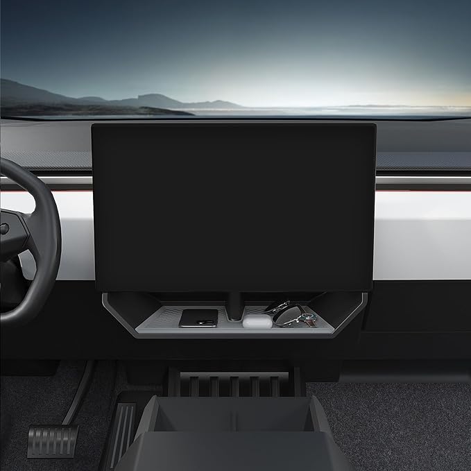 ELECFRESH Center Console Organizer Under Screen Storage Box for 2024 2025 2026Tesla Cybertruck Accessories, Dashboard Hidden Tray for Cybertruck (A)