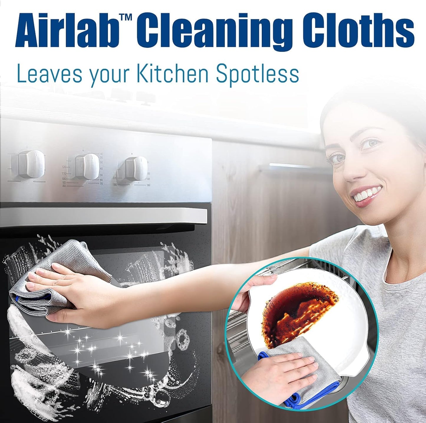 Streak Free Miracle Cleaning Cloth Easy Clean Pack of 8-12" x 16" Microfiber Dish Cloths Glass Polishing Lint Free for Kitchen Mirrors Wine Car