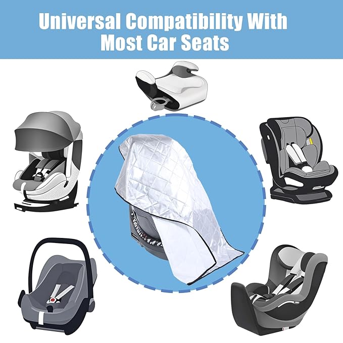 Car Seat Sun Shade Cover Cooling for Baby Car Seat Belts 20% Wider Coverage Summer Car Travel Accessory