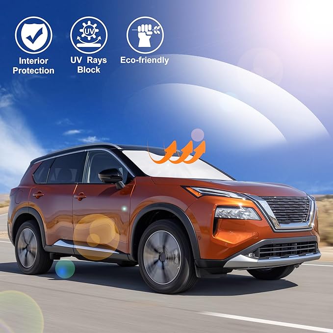 Windshield Sun Shade Fit for 2021 2022 2023 2024 2025 2026 Nissan Rogue 3rd Gen.Accessories(Not for Rogue Sport) Foldable Sunshade Shield Protector