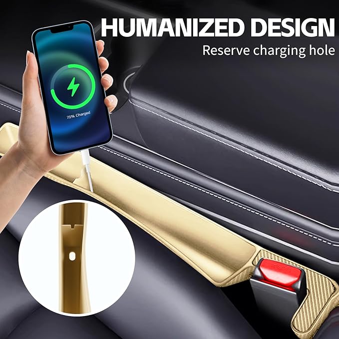 2PCS Car Seat Gap Filler Organizer, Multifunctional Seat Gap Storage Box for Phone Key, Stop Things from Dropping Between Seat and Console, Universal Interior Car Accessories (Beige)