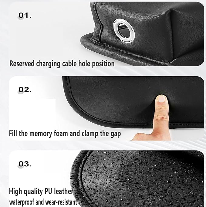 2 Pack Universal Fit Premium Leather Car Seat Gap Filler Organizer, Center Console Organizer for Car SUV Truck (Black,2 Pack)