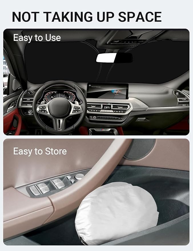 Proadsy 2026 Upgrade Front Windshield Sun Shade Foldable Sunshade Protector Custom Fit 2018-2025 BMW X3 Accessories