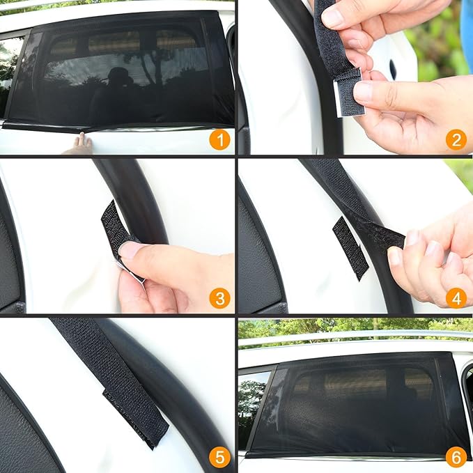2Pack Car Window Shades Mesh Screen 27"x43", Universal Fit Most of Cars, Large SUV, Pickup, Sunshade for Car Camping UV Protection Breathable Mesh Baby Side Window Covers