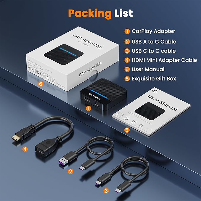 Car TV Mate Pro, Wireless CarPlay & HDMI Adapter, Compatible with Fire TV Stick, iPhone, Screen Throwers, Car Video Box Compatible with Factory Wired CarPlay Vehicles from 2016 & iOS 10+ i Phone
