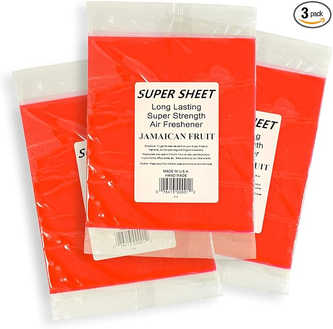 Super Sheet Large (8"x7") Under Seat Car Air Freshener, 3-PACK (Jamaican Fruit)