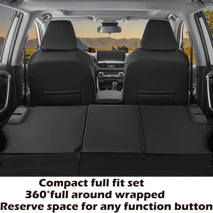 HKZ Fit RAV4 Car Seat Covers Set for 2019 2020 2021 2022 2023 2024 2025 Toyota RAV4 Gasoline Model LE,XLE,XLE Premium,Limited - 5 Seats Full Set Leather(Black)