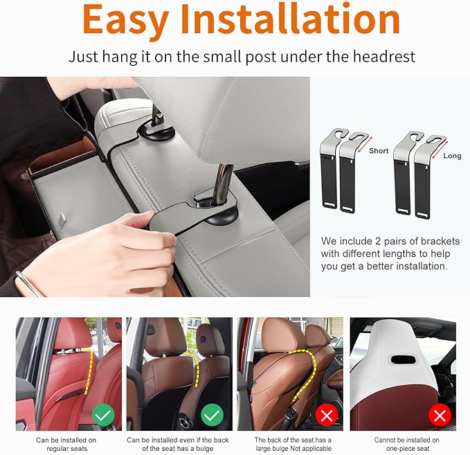 Car Rear Backseat Extra Multifunctional Drink Cup Holder Organizers with Tissue Storage Box Organizer & Hooks for Car Seat Back (Gray)