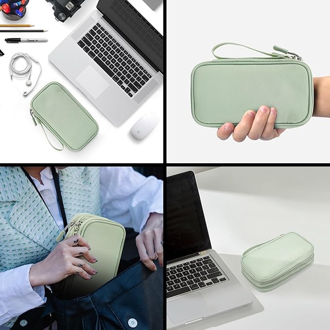 Electronic Organizer Travel Cable Accessories Bag,Electronic Organizer Case,Electronic Accessories Organizer Bag for Power Bank, Charging Cords, Chargers, Mouse, USB Cable, Earphones (Mint Green)