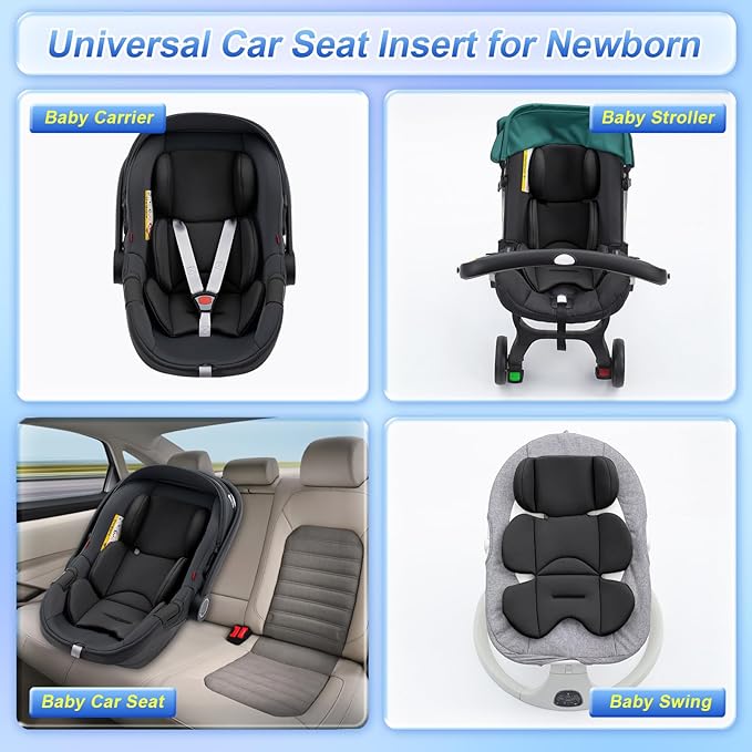 Infant Car Seat Insert for Doona, Ultra-Thick Baby Car Seat Head Support, Breathable Mesh Baby Car Seat Cushion with Natural Filled Sponge, Universal Carseat Head Support for Preemie to Toddler