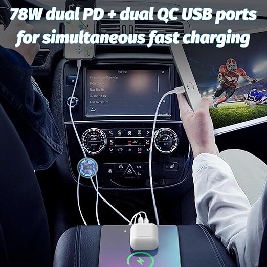 12 Volt USB Charger, 12v USB 4-Port Aluminum Alloy USB C Outlet with LED Voltmeter,Dual PD3.0 & QC3.0 for 12/24V Car Golf Cart Boat Marine Bus Truck RV Marine Motorcycle etc (Pack of Two)