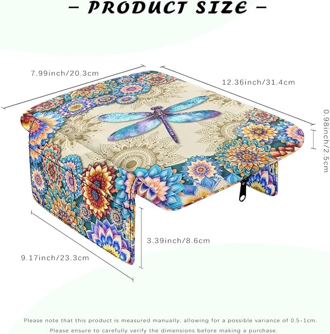 Dreaweet Boho Dragonfly Car Center Console Cover Thick Comfortable Console Console Armrest Pad Universal Arm Rest Cover for Car SUV Truck Sedan Armrest Storage Box Cover Pad