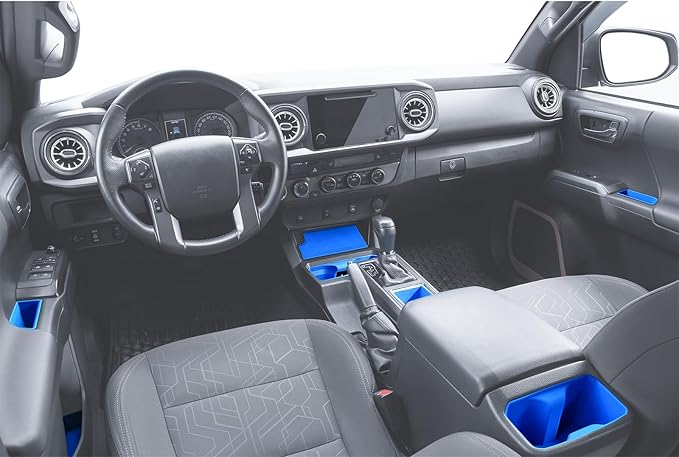Interior Silicone Liner Insert Custom Fit for Tacoma 2016-2023, Silicone Organizer Tray for Tacoma Gen 3rd Crew Cab only - Fully Covered - for Tacoma Accessories