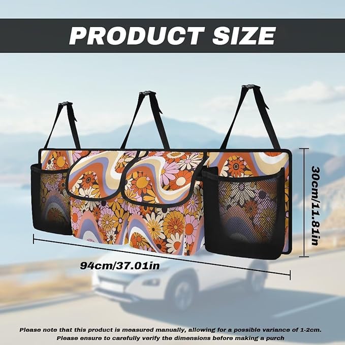 Floral Flowers Trunk Organizer Suv Collapsible Cargo Bag Sturdy Car Storage Organizer for Women SUV,Cars,Vans,Space Saving Expert