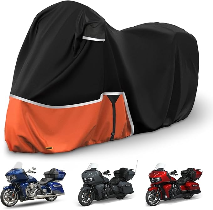 Waterproof Motorcycle Cover Replace for Indian Roadmaster and Pursuit, 420D Oxford Cloth Customized Motorcycle Cover for Snow Rain Dust Protection