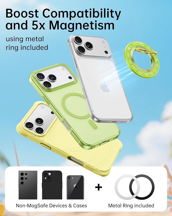 SYNCWIRE Magnetic Phone Ring Holder for MagSafe - Phone Grip Stand with 360° Rotation Finger Ring Kickstand Compatible with iPhone 17 16 15 14 13 12 Pro Max MagSafe Accessories,Kiwi Green