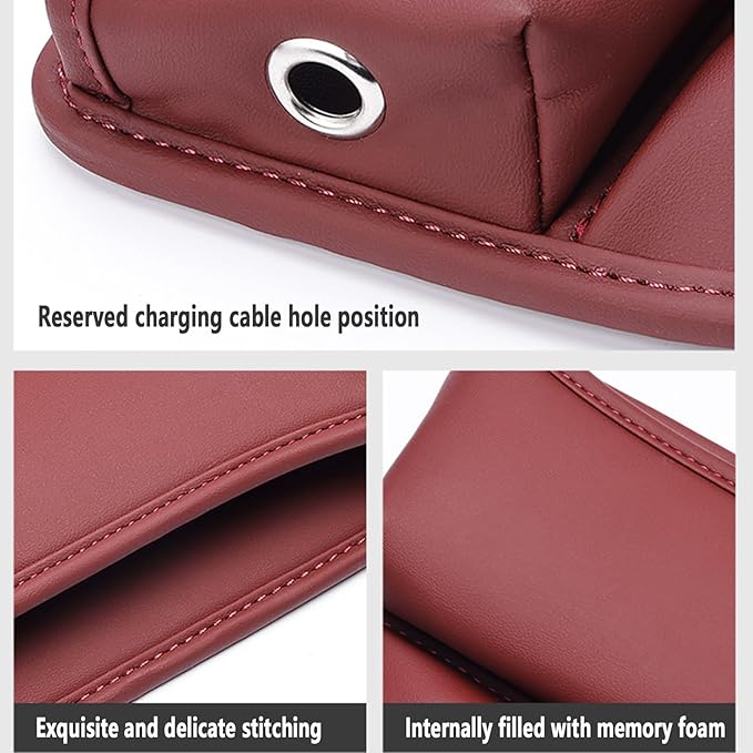 Universal Fit Premium Leather Car Seat Gap Filler Organizer, Center Console Organizer for Car SUV Truck (Burgundy,2 Pack)