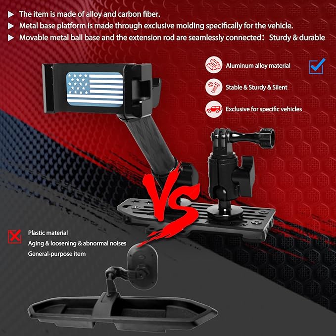 WXRYLYN 2024 Wrangler JL Dash Phone Mount Phone Holder for 2024+ J eep Wrangler JL Metal Dash Platform Go P ro Phone Mount 2024 Wrangler Cell Phone Holder-Driver Side