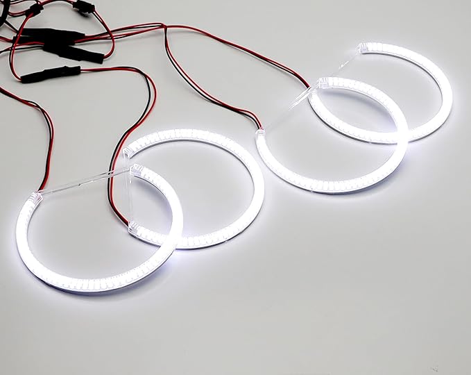 iJDMTOY 7000K Xenon White 264-SMD LED Angel Eyes Halo Ring Lighting Kit Compatible With BMW E36 E46 3 Series E39 5 Series E38 7 Series (Fit Xenon Trim ONLY)