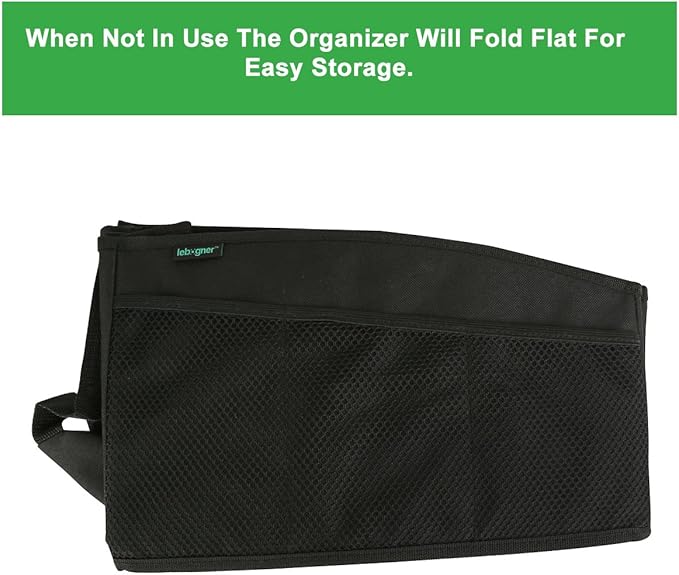 Lebogner Luxury Car Organizer - Front Seat & Backseat Organizer, 4 Inside, 6 Outside Pockets, Easy Fold Design