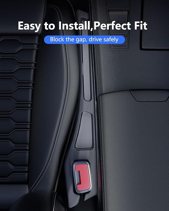 Car Seat Gap Filler 2 Pack, Soft Foam Multifunctional Seat Side Gap Filler with Organizer, 2 in 1 Seat Crevice Blocker Stop Things from Dropping, Universal Vehicle Interior Accessories Black