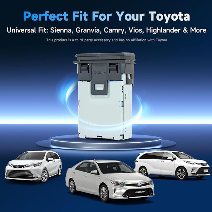 185W Fast Car Charger USB c Dual Port Adapter Center Console Socket for Toyota Sienna (Lid USB (120W)+Type-C (65W)