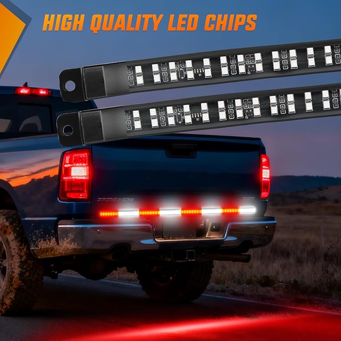 Nilight 49 Inch Emergency Strobe Light Strips with Controller, 288LED Flashing Warning Hazard Safety Rear Window Tailgate Lights for Truck Trailer Construction Plow Pickup Tow SUV Vehicles, Red White