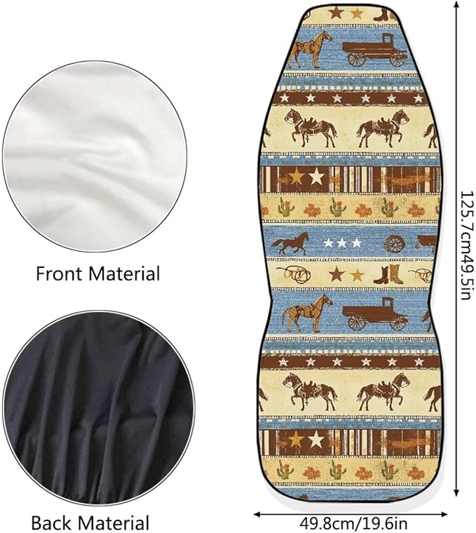 Car Seat Covers 2 Pcs Front Seats Only Interior Covers Fashion Auto Interior for Car Sedan Auto Truck SUV Easy to Install(Aztec Cowboy Print 83)