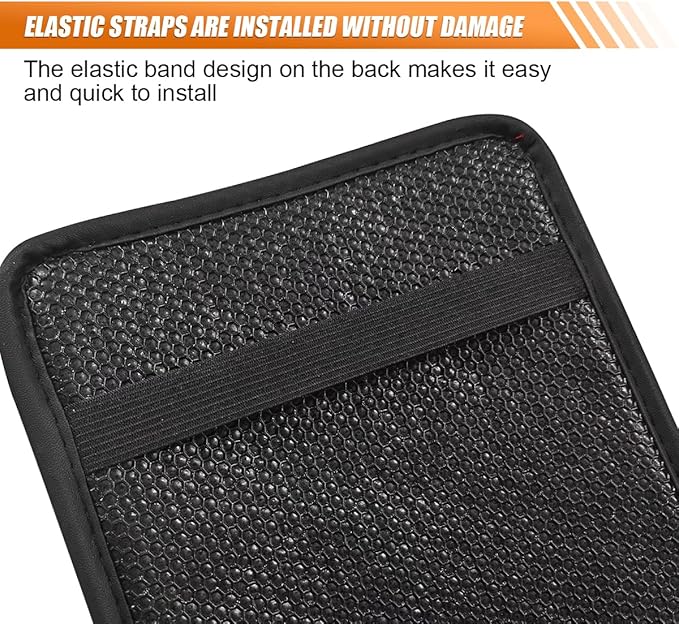 Leather Center Console Cover for Cars, Waterproof Arm Rest Box Protective Cover Car Center Console Cushion Pad, Universal Middle Console Armrest Pad Cover for Most Vehicles (Black/Red)