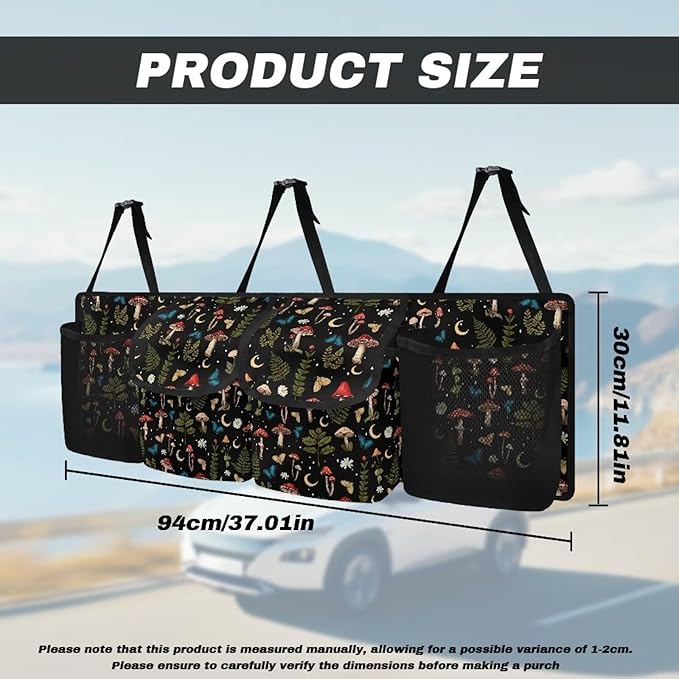 Car Trunk Organizer, Mushroom Hanging Seat Back Storage Organizer with Large Pockets, Space-Saving Backseat Car Organizer, Large Capacity Collapsible Bag for Most Vehicles